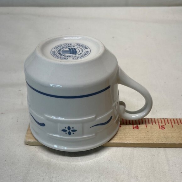 2 Longaberger Classic Blue Woven Traditions Pottery Coffee Cup & Saucer Sets - Picture 7 of 8